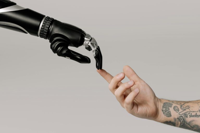 Close-up of a robotic hand pouring a liquid, symbolizing AI's impact on customer service.